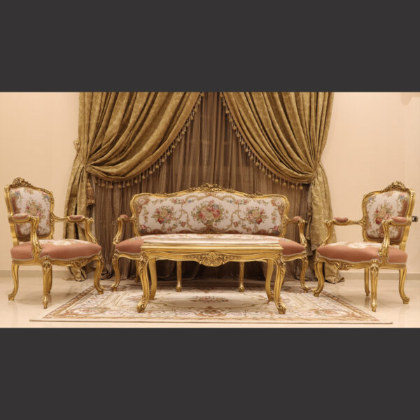 MC-25 veiled rose Rococo sofa set . 4