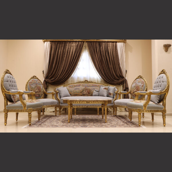 MC-32 vapor gray Rococo sofa set. 4