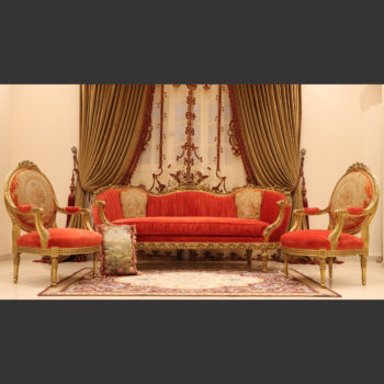 MC-40 coral orange Rococo sofa set.