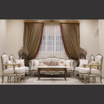 MC-45 natural beige Neoclassic sofa set.