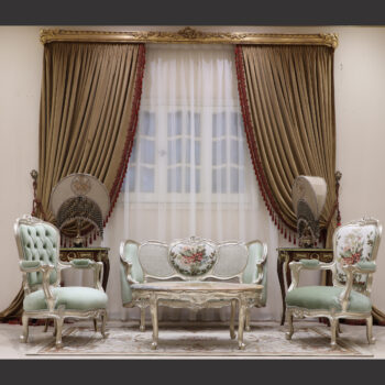 MC-46 pearl blue Baroque sofa set.