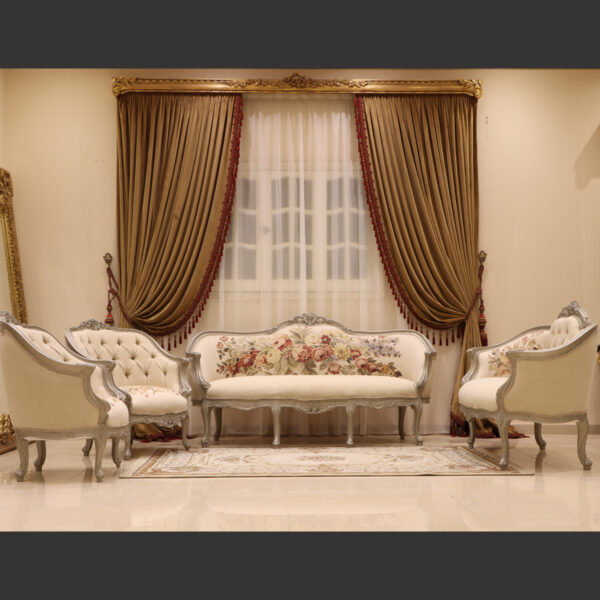 MC-49 off white Rococo sofa set. 4