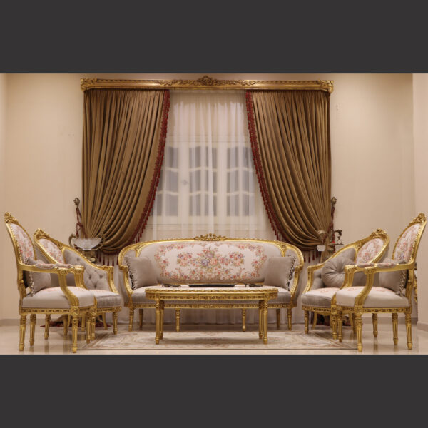MC-53 natural beige Rococo sofa set. 4