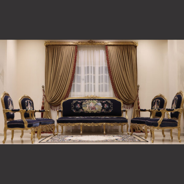 MC-54 ink blue Neoclassic sofa set. 4