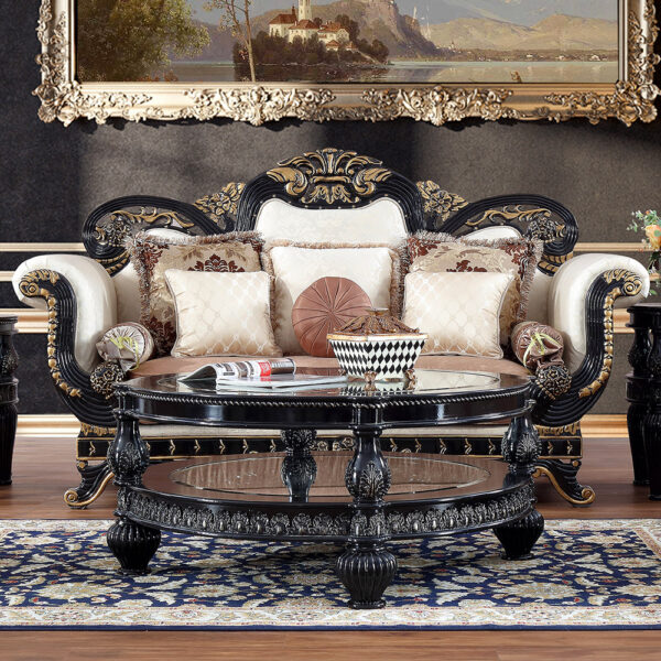 Black Enamel Finish Sofa HD-9666 By Homey Design