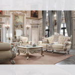 Metallic Silver with Gold Trim Finish French Salon Chair HD-91633 By Homey Design 8