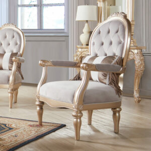 Luxury Gold Finish Chair Hd-2670 By Homey Design | Mobilia Cleopatra Luxury Gold Finish Chair HD-2670 By Homey Design