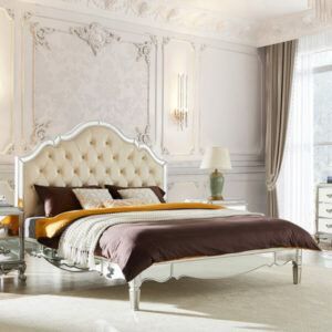 Creme Bed Hd-2800 By Homey Design | Mobilia Cleopatra Creme Bed HD-2800 By Homey Design