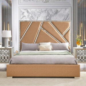 Silver Bed Hd-6039 By Homey Design | Mobilia Cleopatra Silver Bed HD-6039 By Homey Design
