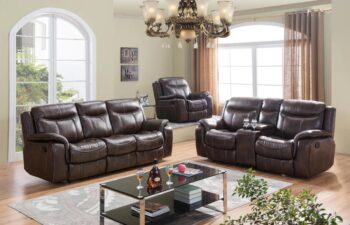SF3739 Brown Leather 2 PC Living Set By McFerran