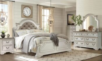 B738-K Tufted Brown White Wooden King Size Set By McFerran