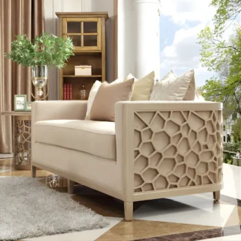 Luxury Champagne Loveseat HD-8911 By Homey Design