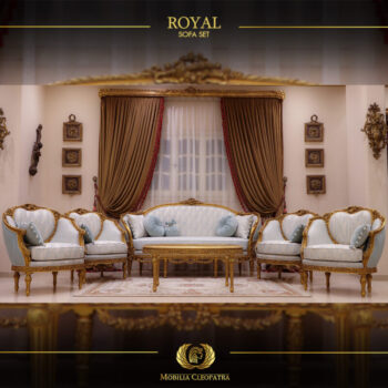 3pcs Handmade Royal Baby Blue Sofa set