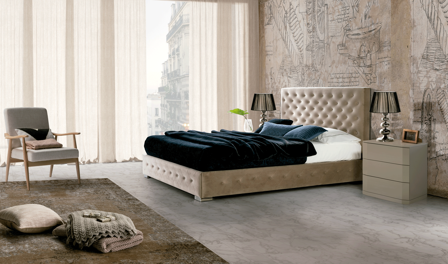 636 Alma Ivory Bedroom Set p8381 By ESF Furniture