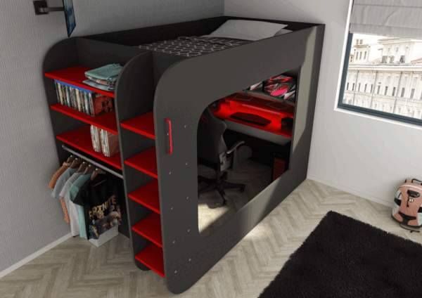 Gamer-Bed-120x200-Red-black
