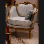 3pcs Handmade Royal Baby Blue Sofa set 14