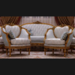 3pcs Handmade Royal Baby Blue Sofa set 12