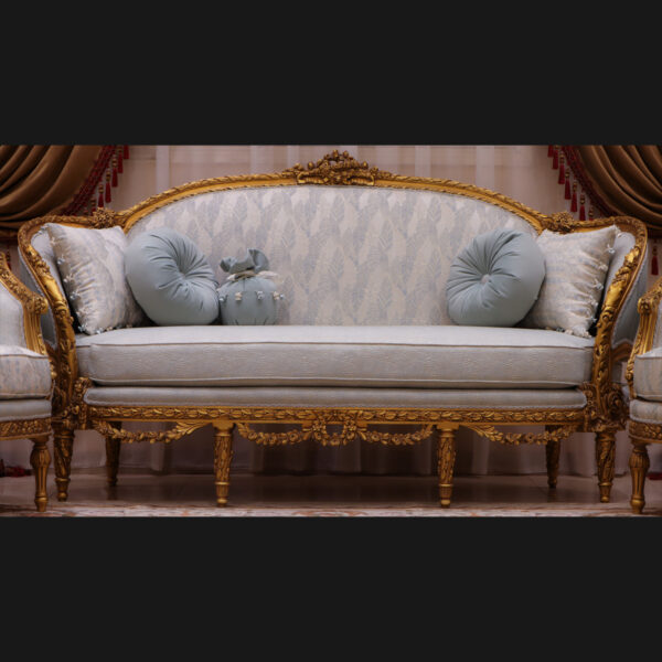 3pcs Handmade Royal Baby Blue Sofa set 9