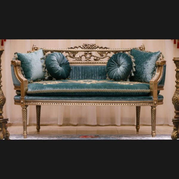 4pcs Handmade Vintage Emerald Green  Sofa Set 10