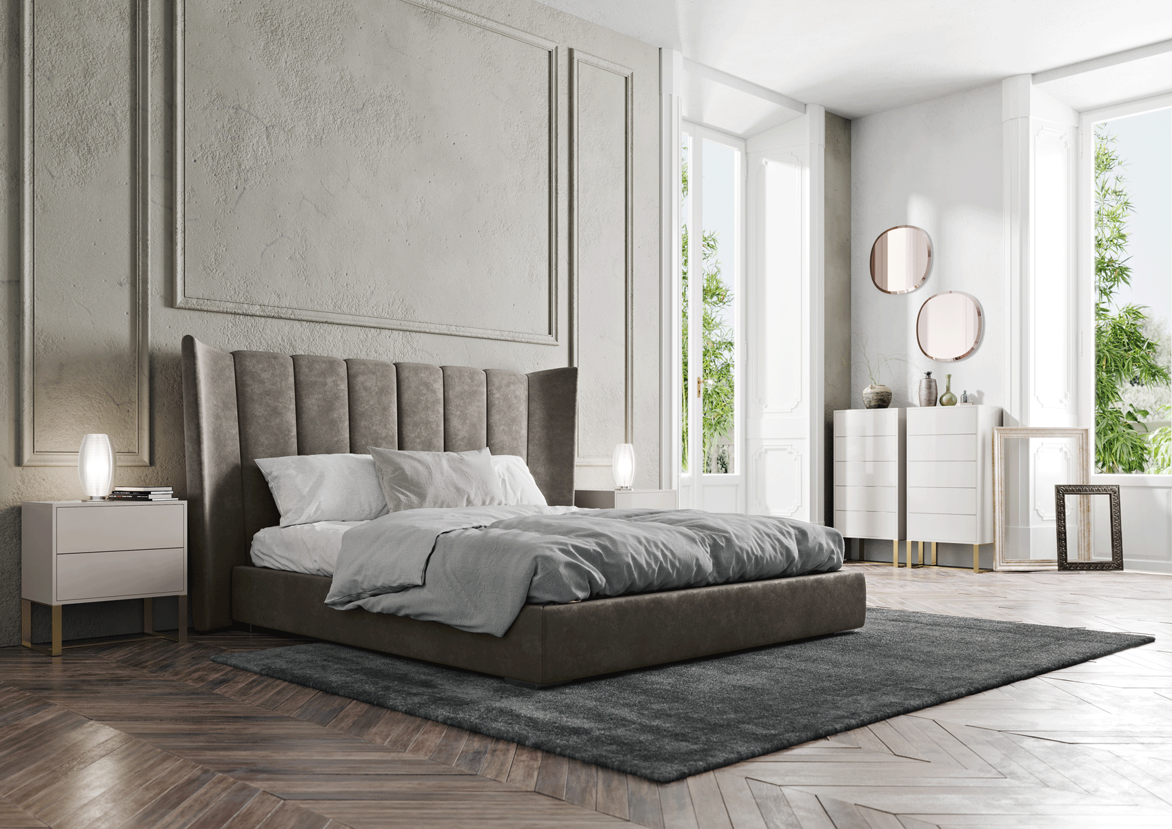Parros Gray Velvet Bedroom Set p12536 By ESF Furniture 6