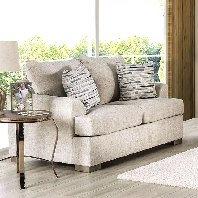 Cream LEYTONSTONE LOVESEAT SM1209-LV by Furniture of America.