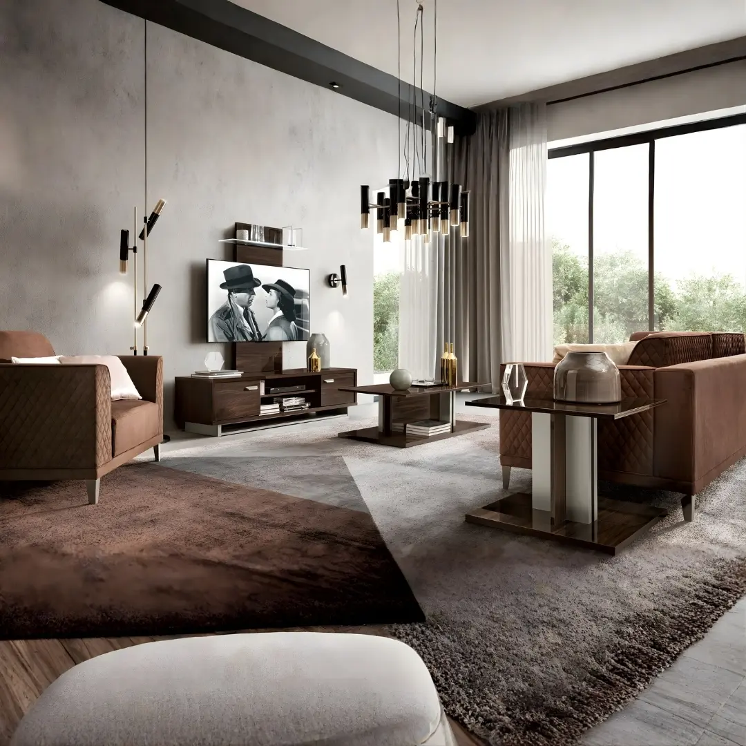 Volare Entertainment Center Dark Walnut/Nickel Additional Items By Esf Furniture | Mobilia Cleopatra 3 Volare Entertainment center Dark Walnut/Nickel Additional items