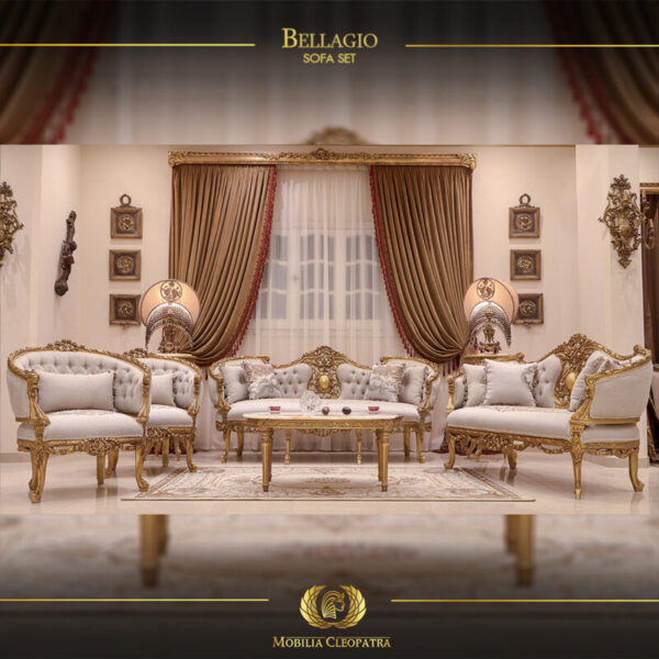 4pcs Handmade Bellagio Gold Sofa Set 8