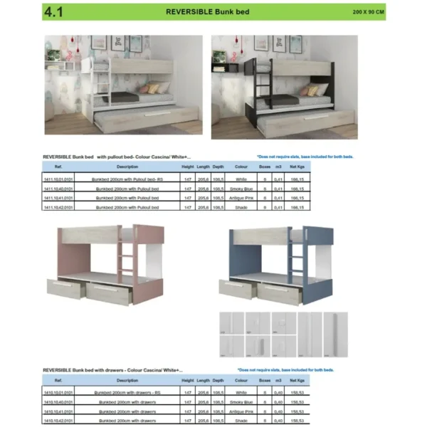4.0 Reversible Bunk bed 200cm