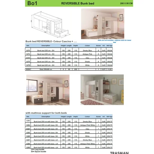 Bo1 Reversible Bunk Bed 200cm By ESF Furniture - Image 10