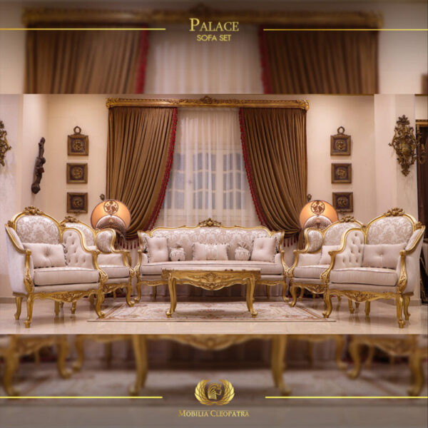 5pcs Handmade Palace Gold Sofa set 8