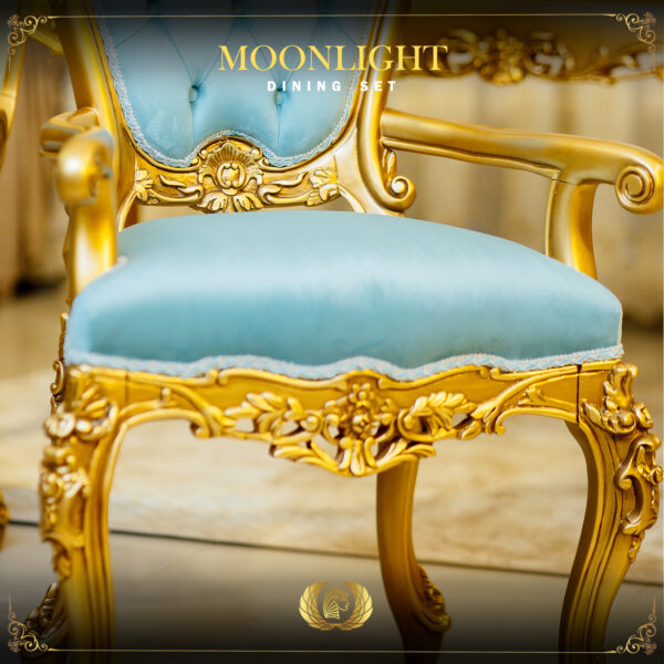 Handmade Moonlight Blue Dinning Arm Chair 14