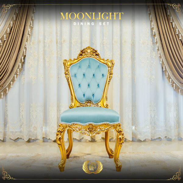 Handmade Moonlight Blue Dinning Side Chair 7