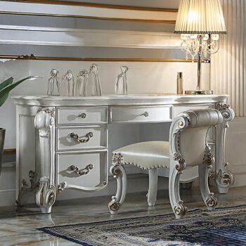 Vendome Vanity Desk in Antique Pearl Finish BD01507 By ACME 9