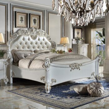 Vendome Bed in Pearl Leather By ACME