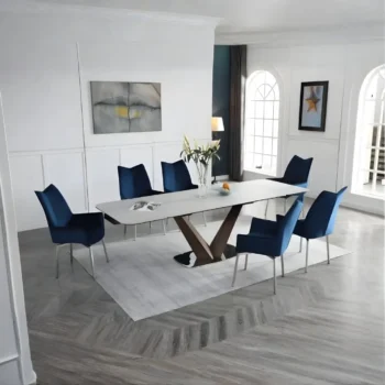 9188 Table with 1218 Swivel Blue Chairs