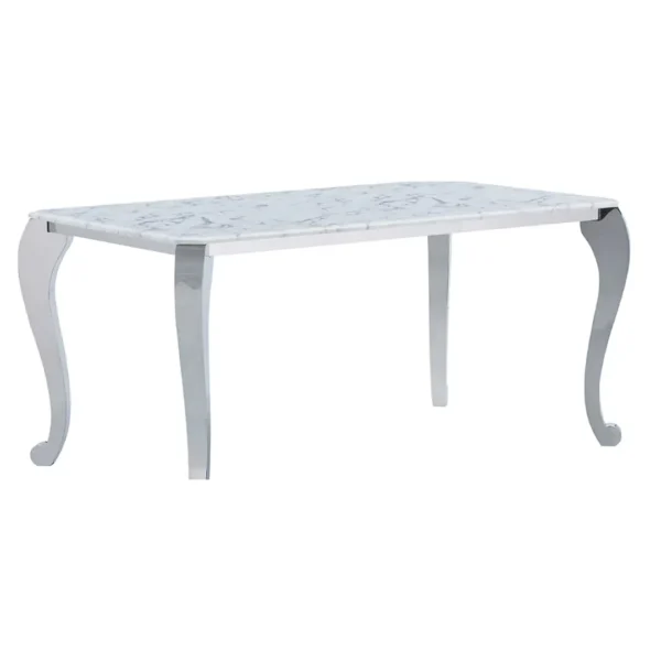 Shiny 110 Marble Dining Table with 110 White Chairs