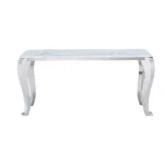 Shiny 110 Marble Dining Table with 110 White Chairs