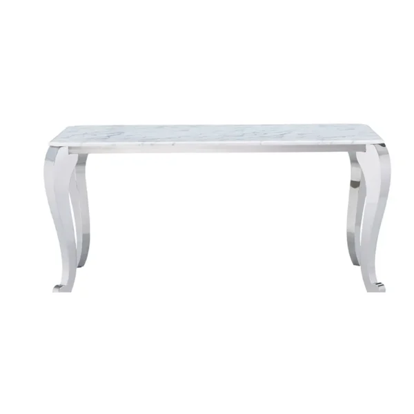 Shiny 110 Marble Dining Table with 110 White Chairs