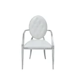 Shiny 110 Marble Dining Table with 110 White Chairs