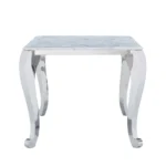 Shiny 110 Marble Dining Table with 110 White Chairs