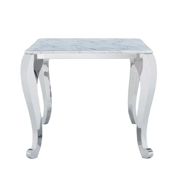 Shiny 110 Marble Dining Table with 110 White Chairs