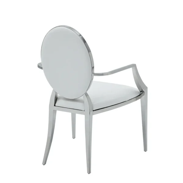 Shiny 110 Marble Dining Table with 110 White Chairs