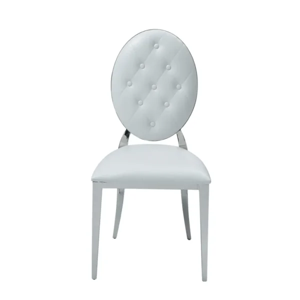 Shiny 110 Marble Dining Table with 110 White Chairs