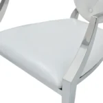 Shiny 110 Marble Dining Table with 110 White Chairs