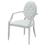 Shiny 110 Marble Dining Table with 110 White Chairs