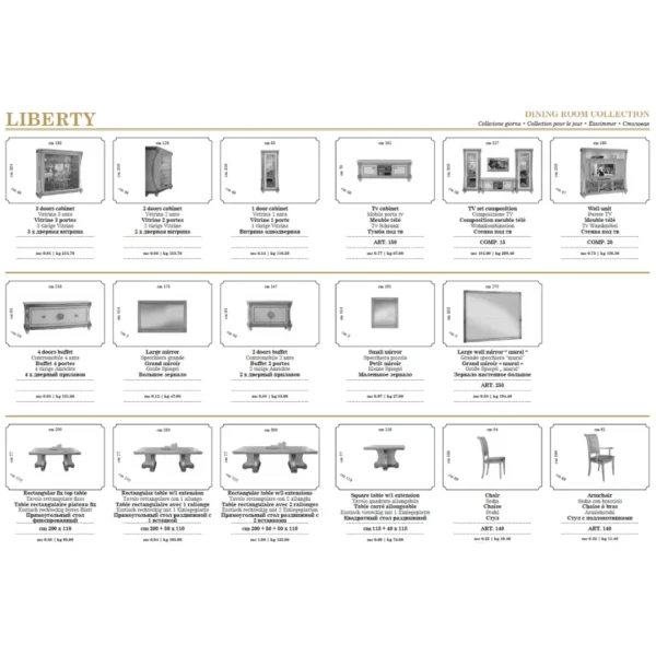 High Gloss Lacquer, Mat Liberty Day Dining Set Additional Items