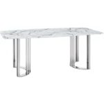 Shiny 131 Silver Marble Dining Table