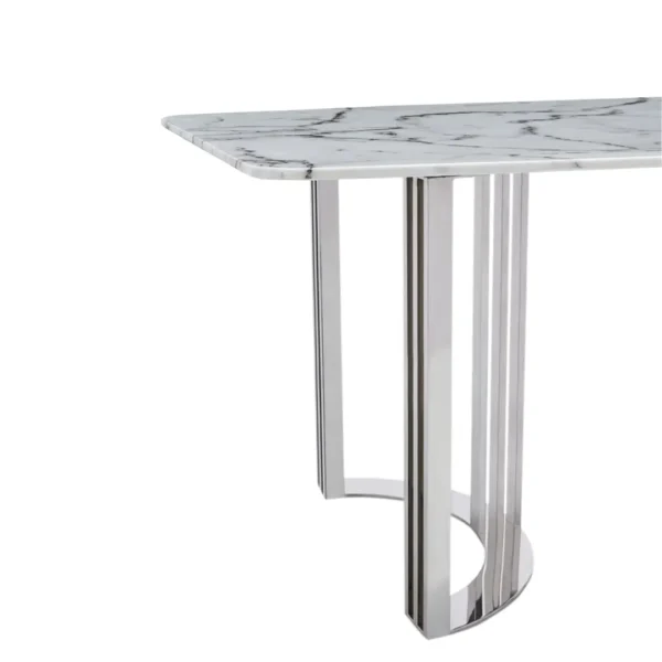 Shiny 131 Silver Marble Dining Table