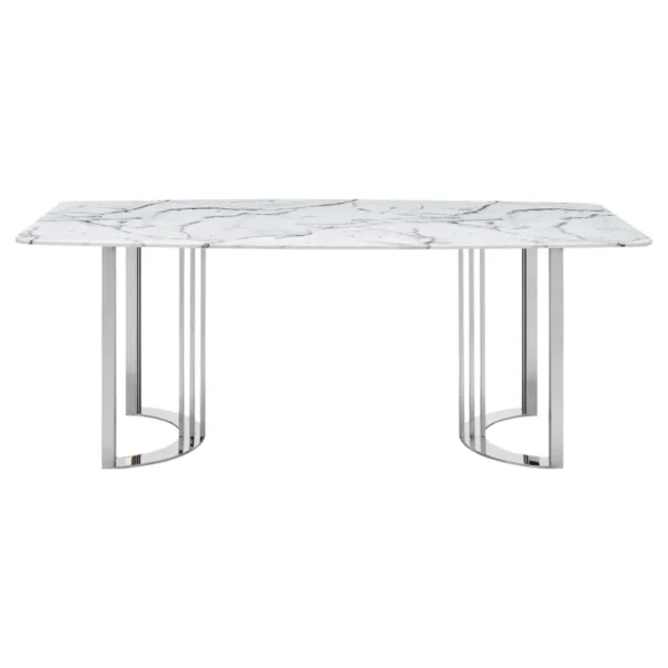 Shiny 131 Silver Marble Dining Table