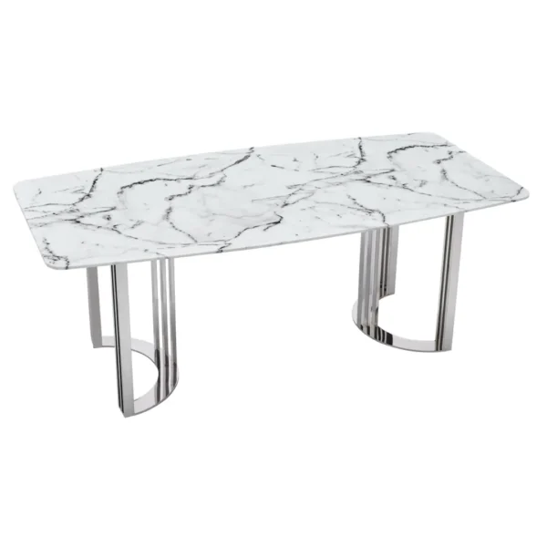 Shiny 131 Silver Marble Dining Table